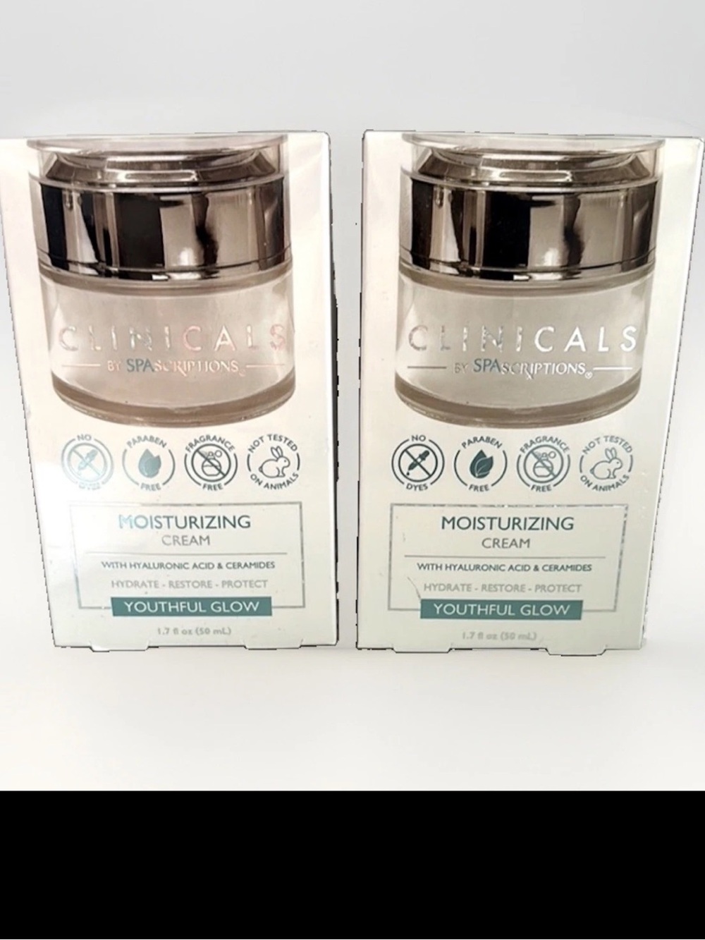 2 X CLINICALS BY SPASCRIPTIONS Moisturizing Cream Youthful Glow 1.7 oz NEW